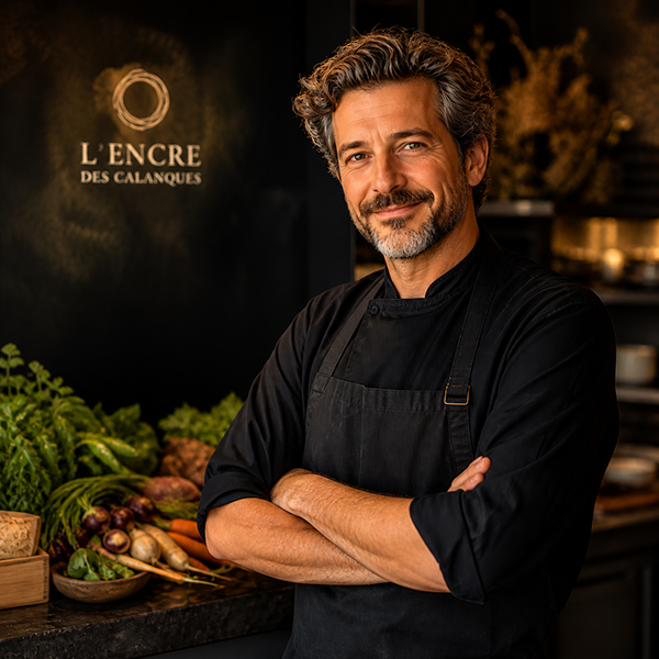 Portrait chef produits de la terre restaurant L’Encre des Calanques Cassis